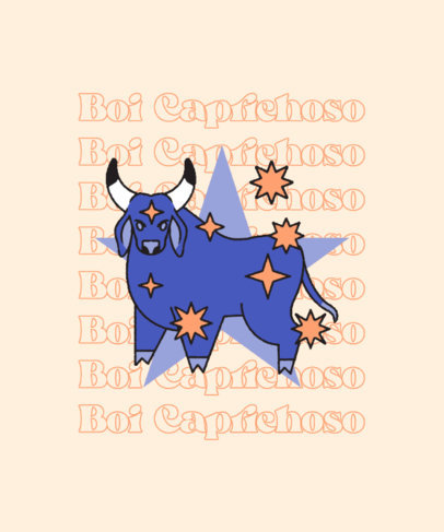 T-Shirt Design Maker Featuring an Illustrated Bull with Star Graphics for Boi Bumba 5830b