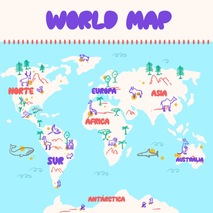 Placeit - Worksheet Design Template Featuring a World Map with Endemic ...
