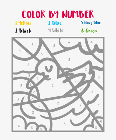 Worksheet Design Maker Featuring a Color-by-Number Duck Graphic for Kids 5733d