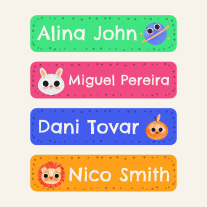 Colorful Name Tag Template for Teachers Featuring Cute Graphics 5732c