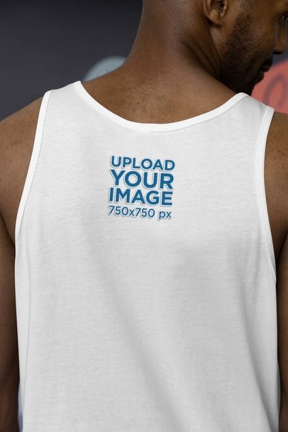 Back-View Mockup Featuring a Man Wearing a Bella Canvas Tank Top