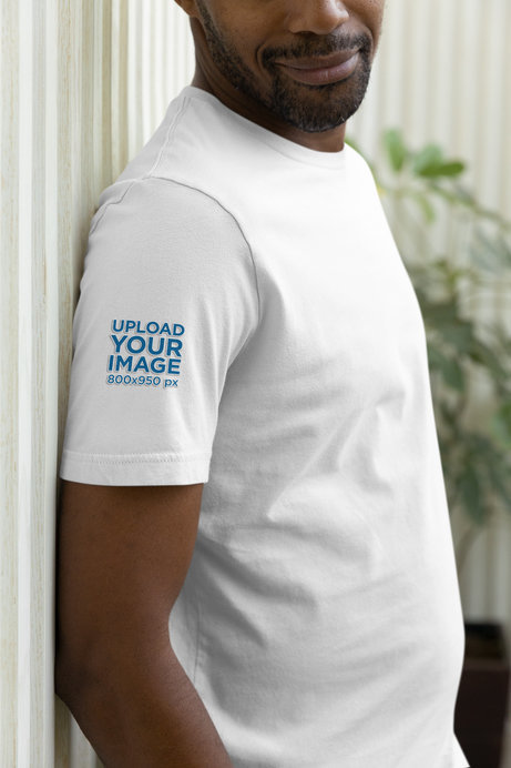 Mockup of a Bearded Man Wearing a Bella Canvas Tee with a Customizable Sleeve