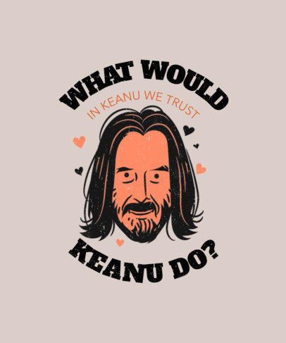 Trendy T-Shirt Design Template With a Hollywood Actor Graphic Inspired by Keanu Reeves