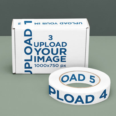 Box and Tape Mockup Featuring a Colorful Background m32469