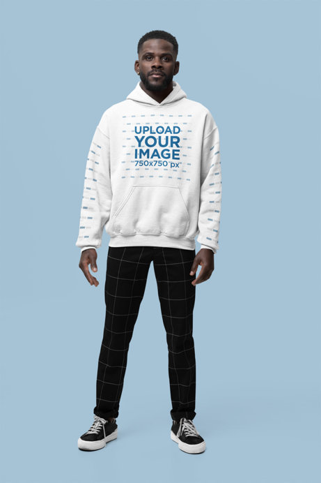 Gildan Hoodie Mockup of a Man Standing in a Studio