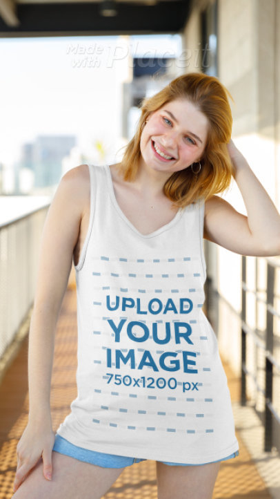 Tank Top Video of a Joyful Woman Doing Different Shots for a TikTok