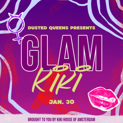 Instagram Post Maker Featuring Illustrated Background for Kiki Ball Ads