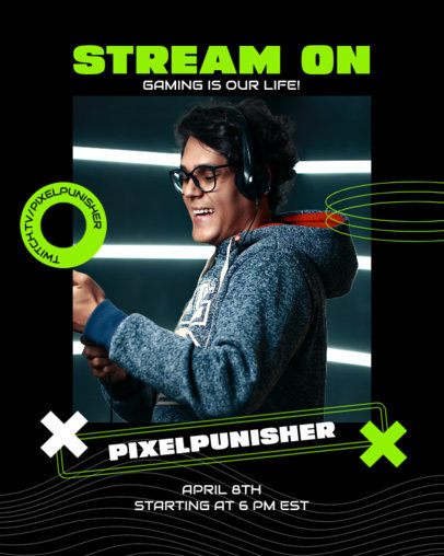 Instagram Post Maker for an Online Game Streaming Party 