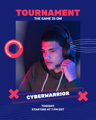 Instagram Post Creator Featuring an Ad for a Live Streamed Gaming Tournament