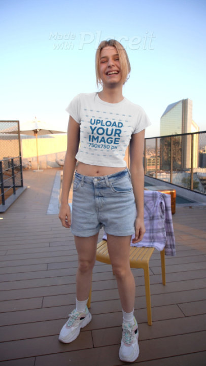 Crop Top Video of a Cheerful Woman Posing for a TikTok