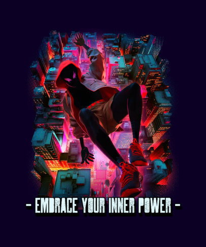 AI-Generated T-Shirt Design Template Featuring a Spiderverse-Inspired Theme