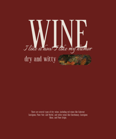 T-Shirt Design Template with a Quote for National Wine Day