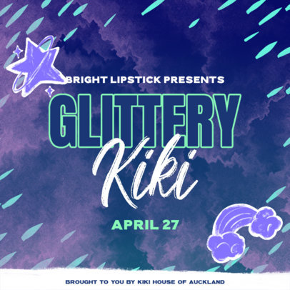 Instagram Post Template with a Gradient Sky Background for a Gay Kiki Ballroom Event