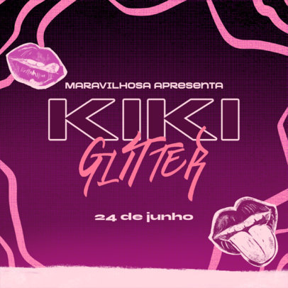 Instagram Post Maker Featuring Illustrated Mouths for an LGBT-Culture Kiki Ball