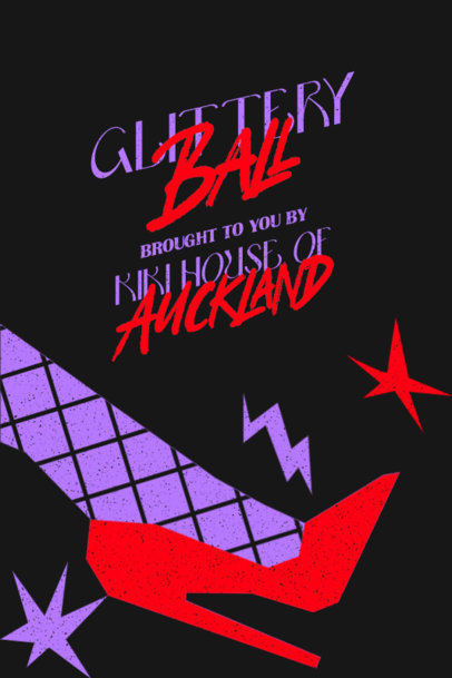 Poster Design Maker for a Kiki Ballroom Gay Party Featuring a High Heel Illustration 5841d