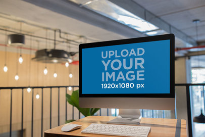 iMac Mockup at a Workstation Desk a21161