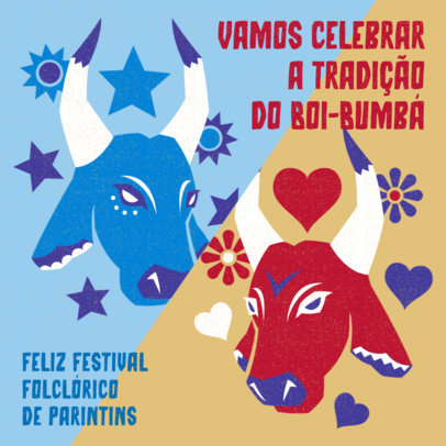 Instagram Post Maker with Bull Faces for Bumba Meu Boi 5837a