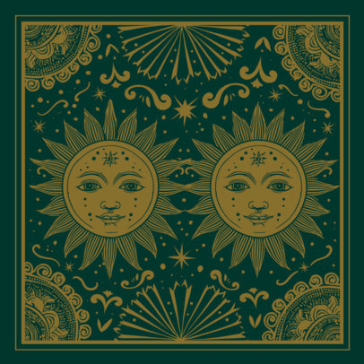 Scarf Design Template With Two Sun Graphics 5588c