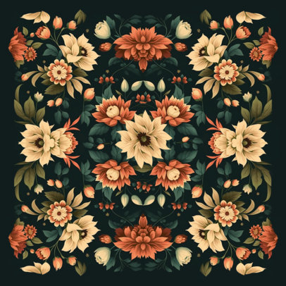 Bandana Design Maker Featuring a Surface With Flower Illustrations