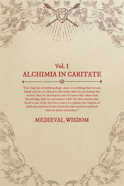 Medieval Back Book Cover Template Featuring an Alchimia Theme