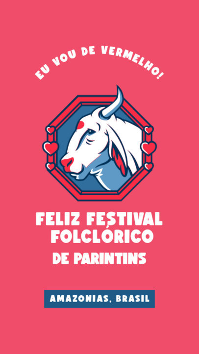Instagram Story Template Featuring a Bull Illustration for Parintins Fest 5838c