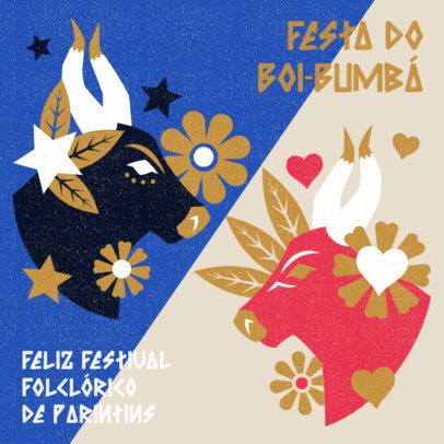 Instagram Post Creator for Parintis Folklore Festival Featuring Aggressive Bull Graphics 5837f