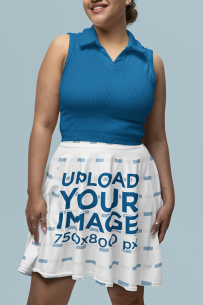 Sublimated Skater Skirt Mockup of a Smiling Cropped-Face Woman