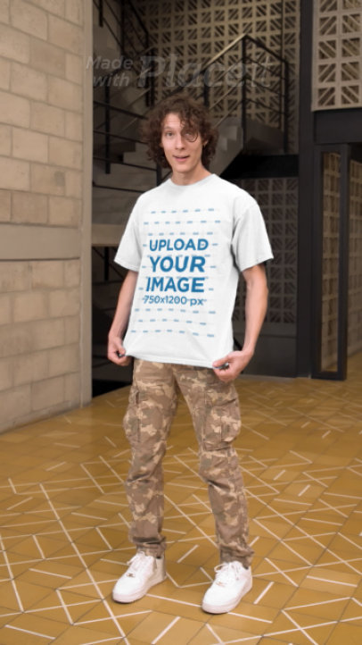 T-Shirt and Tank Top Video Featuring a Man Posing in a Building