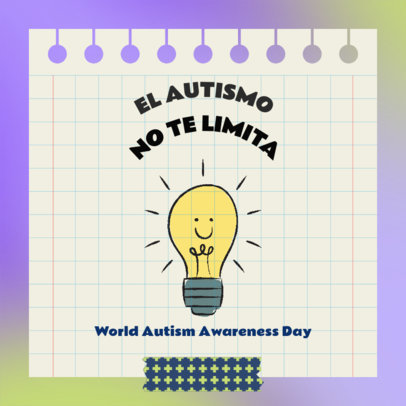 Instagram Post Creator with a Smiling Light Bulb Drawing for World Autism Awareness Day 5799c