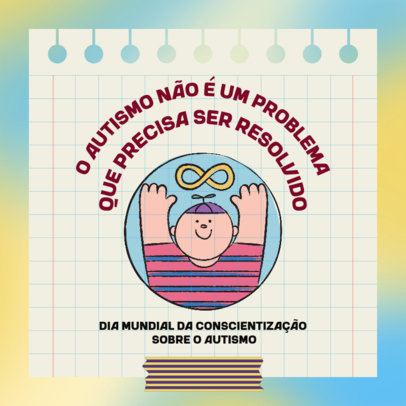 Instagram Post Maker Featuring a Cute Kid Drawing for World Autism Awareness Day 5799d