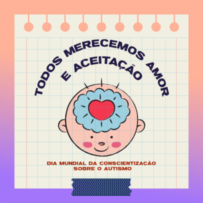 Instagram Post Template for World Awareness Day Featuring an Adorable Baby Illustration 5799e