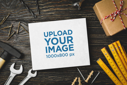 Labor Day-Themed Mockup of a Flyer Placed Next to Work Tools m33640 r-el2