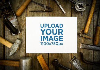 Labor Day-Themed Mockup Featuring a Flyer Surrounded by Old Working Tools m33638 r-el2