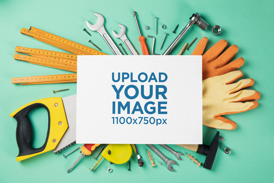 Flyer Mockup Featuring Working Tools to Celebrate Labor Day