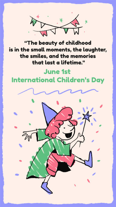 Illustrated Instagram Story Maker Featuring a Quote for Children's Day