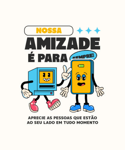 T-Shirt Design Template With a Retro Theme for BFF Day