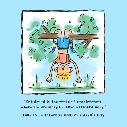 Instagram Post Template Featuring a Quentin Blake-Inspired Theme for Children's Day