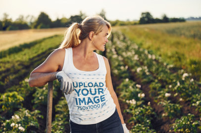 Tank Top Mockup of a Cheerful Woman Working on a Field m34061 r-el2