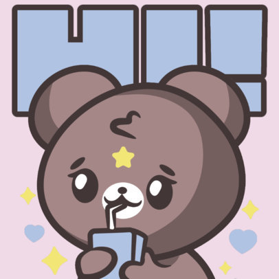 Cartoonish Twitch Emote Template Featuring an Illustrated Shy Bear 5596c