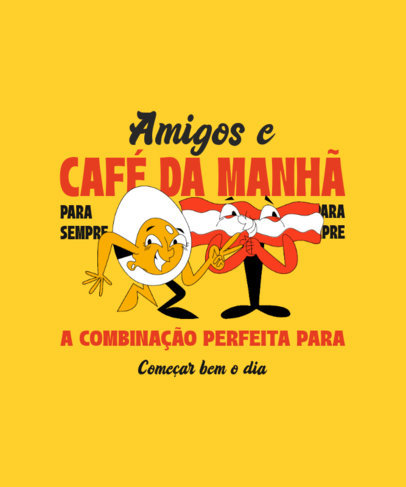 T-Shirt Design Maker for BFF Day Featuring Cartoonish Breakfast Illustrations