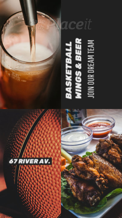 Instagram Story Video Template for a Restaurant Bar's Promo for a Basketball Game