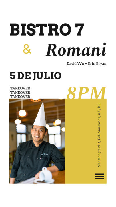 Takeover Instagram Story Generator for a Restaurant Event