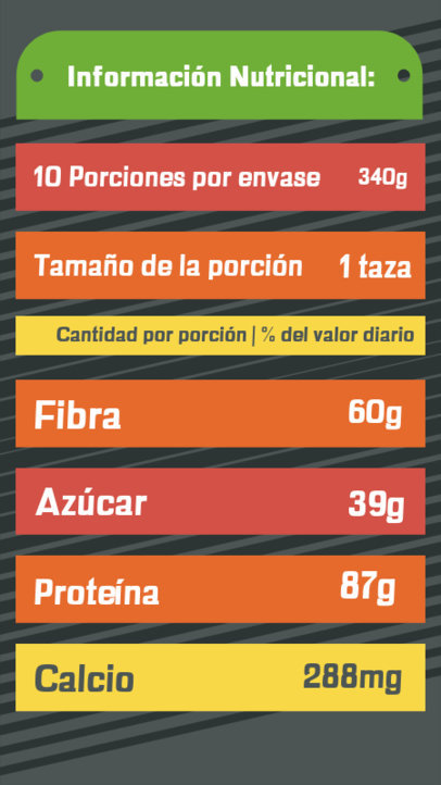 Online Nutrition Facts Label Template Featuring Food Value Information 5698g