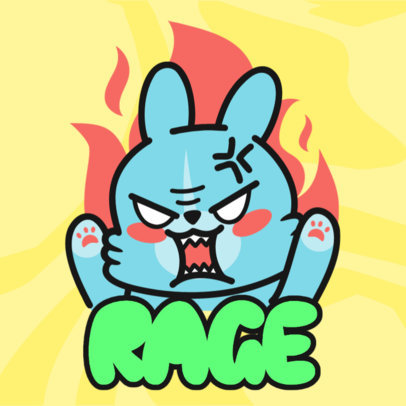 Funny Twitch Emote Template With an Angry Bunny Illustration