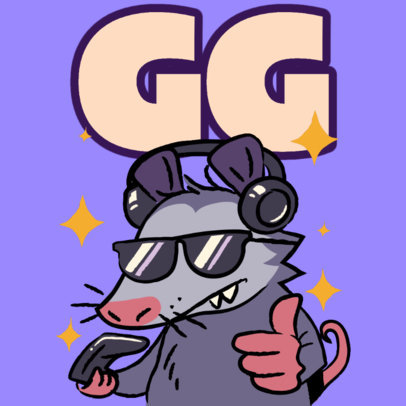 Twitch Emote Maker Featuring a Gaming Opossum Cartoon