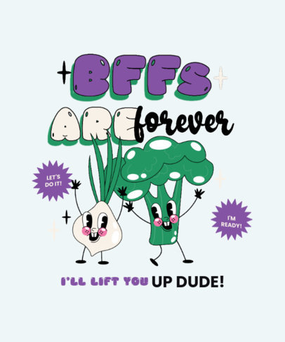 T-Shirt Design Creator with Illustrated Cartoons and a Quote for BFF Day