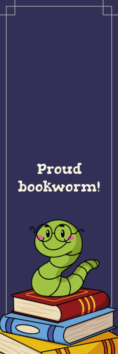 Bookmark Design Generator Featuring a Cute Bookworm Graphic 5426i