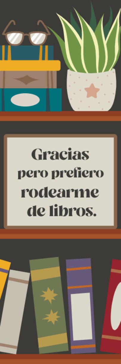 Bookmark Design Creator Featuring an Illustrated Book Shelf and a Quote 5426j