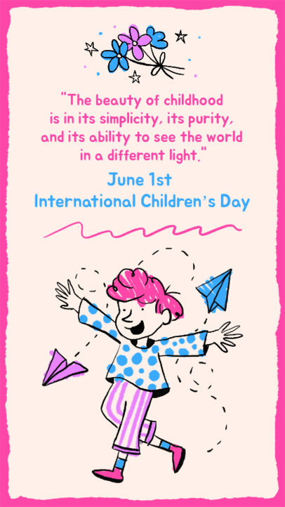 Children's Day Instagram Story Creator Featuring a Boy Doodle