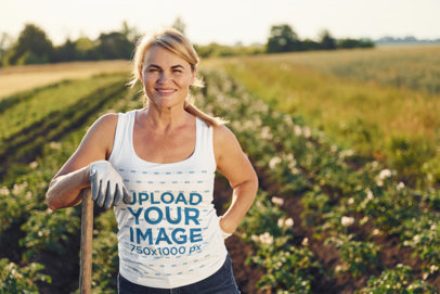 Tank Top Mockup of a Smiling Woman Posing on a Field m34062 r-el2